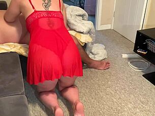 Blonde milf sucks sleeping stepson's huge cock deepthroat