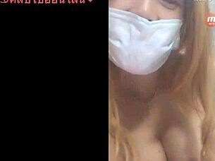 thai big tits babe masturbates live with huge boobs tease
