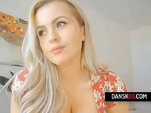 danish milf plays with her natural breasts teasingly