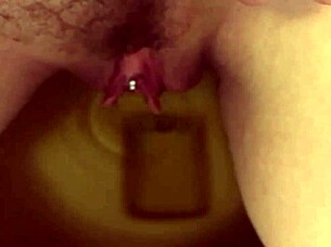 my pretty pierced milf pussy spreads wide peeing in homemade bathroom solo