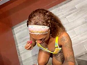 Sloppy wet pussy dripping in public elevator monster cock