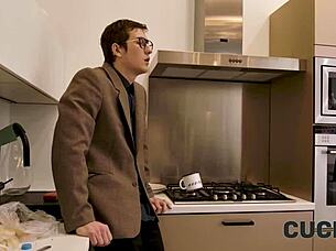 Husband watches brunette wife dance seductively