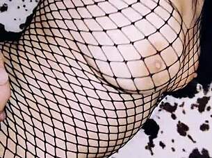 a erotic milf wife spreads legs wide in fishnet bodysuit for pov homemade anal