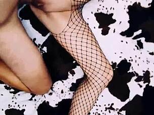 a erotic milf wife spreads legs wide in fishnet bodysuit for pov homemade anal