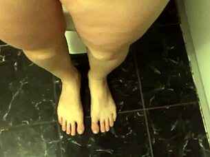 my pretty pierced milf pussy spreads wide peeing in homemade bathroom solo