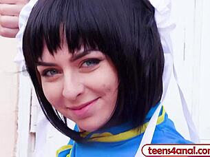 cosplay teen bent over for hardcore anal pounding