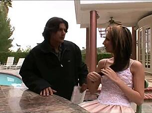 Watch 18yo brunette get pounded doggystyle hard!