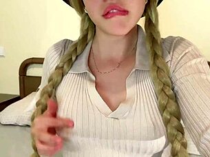 hey, did you see my cute blonde stepsister squirting her big natural tits everywhere in my room?