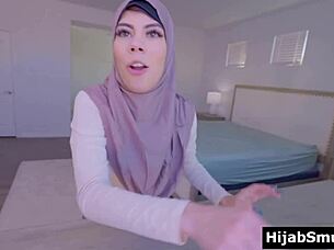 shy arab teen keeps hijab on during doggystyle fuck