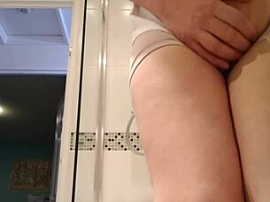 desperate girl uncontrollably wets tight boyshorts panties fully