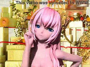 Megurine luka's nude mod shows off big tits ass