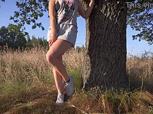 wanna see this short skirt tease flash her full back panties outside?