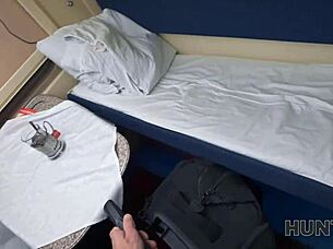 hunt4k. redhead teen craves stranger's anal and blowjob on train