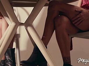 two girls fuck wildly then bang restaurant waiter