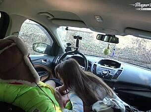 backstage car stop leads to lili charmelle's creampie ride