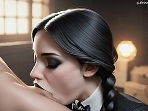 Wednesday Deepthroats Fat Cock For Massive Facial Cumshot!