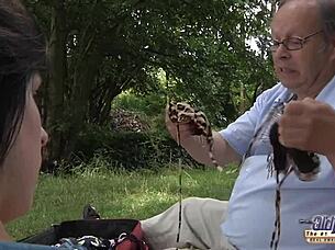 mature man pounds young tight pussy doggystyle missionary cum swallow