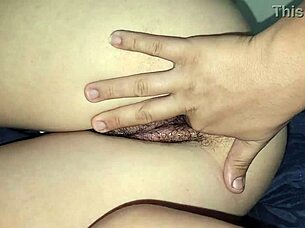 Hot Latina's hairy tight pussy creampie close-up fuck