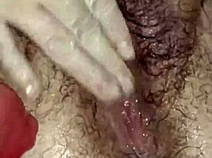 Bbw milf's hairy pussy gets utterly destroyed up close