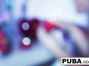 brunette babe double penetrates pussy ass valentines solo