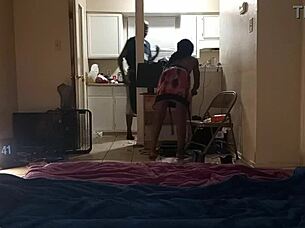 Caramel curvy ebony milf bitch takes thick cock deep