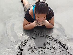 Thick Latina Flaunts Huge Ass on Beach