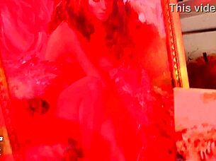 Rinushka's close-up webcam show with panties tease