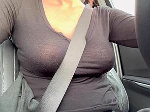 Italian milf artemisia love flashes juicy nipples car 🔥😍