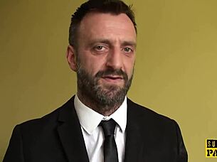 redhead british sub big tits rides rough dominant cock