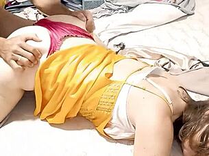 french milf in satin panties rims deepthroat doggystyle!