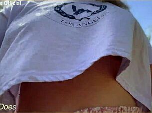 Wifey Flashes Big Tits Braless Teasing Everyone Outdoors!