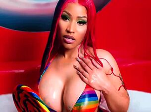 Hey, check out sexy redhead Nicki Minaj's big tits in horny nude action!