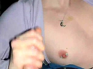 milf strokes cock then rides huge dildo