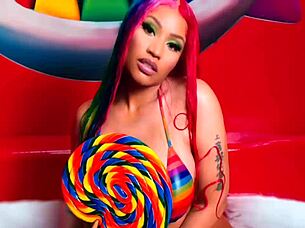 Hey, check out sexy redhead Nicki Minaj's big tits in horny nude action!