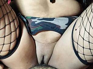 Military girl surrenders wet ass for deep cum filling