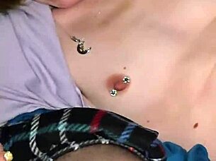 milf strokes cock then rides huge dildo