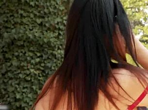 WOW, JELENA JENSEN TEASES BIG TITS masturbating OUTDOORS!