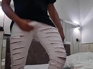 Skinny Slut Rides Huge Cock with Dirty Talk and Spanking in Homemade Session