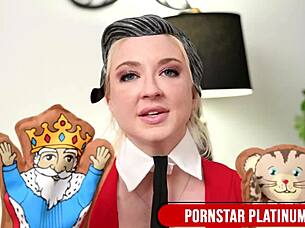 Ebony Mystique Orally Teases Busty Blonde Leya Falcon