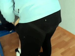 stepmom surprises me doggystyle while wallpapering her wet hairy pussy