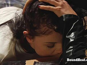 horny lesbian mistress orgasms intensely from slave pussy licking domination