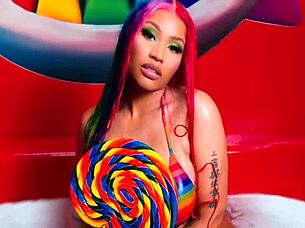 Hey, check out sexy redhead Nicki Minaj's big tits in horny nude action!