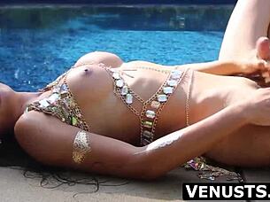 Does Asian Trans Goddess Venus Lux's Cock Spraying Jizz at Pool Turn You On?