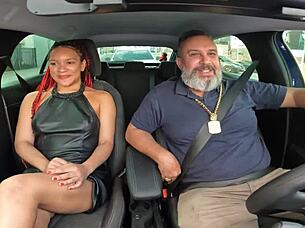 she hops in for a ride and gives up her tight pussy on the street