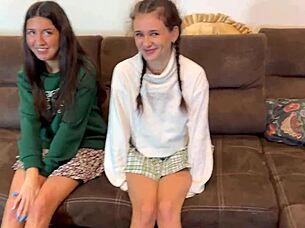 These two sexy petite brunettes with small tits beg for a hard doggystyle creampie pounding.