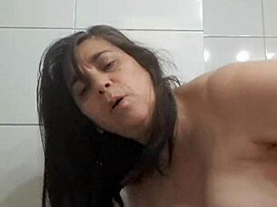Surprise bathroom creampie ravages mature latina milf's curves