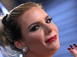 Huge tits milf rides squirting machine