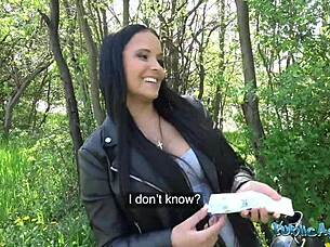 i fuck busty brunette student outdoors first time