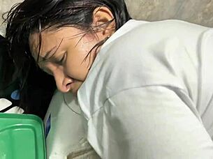 Fucking hot latina steps in bathroom alone for hardcore doggystyle pounding