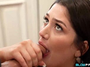 Naughty alyx star delivers fervent deepthroat blowjob with big tits and saliva